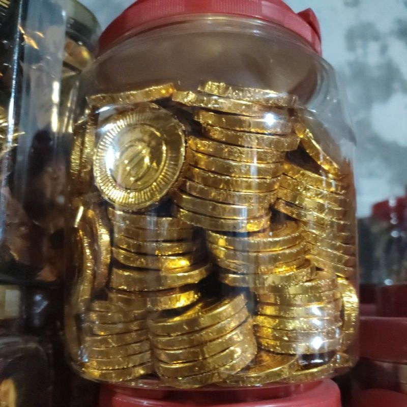 cokelat coklat compound dollars koin kecil toples