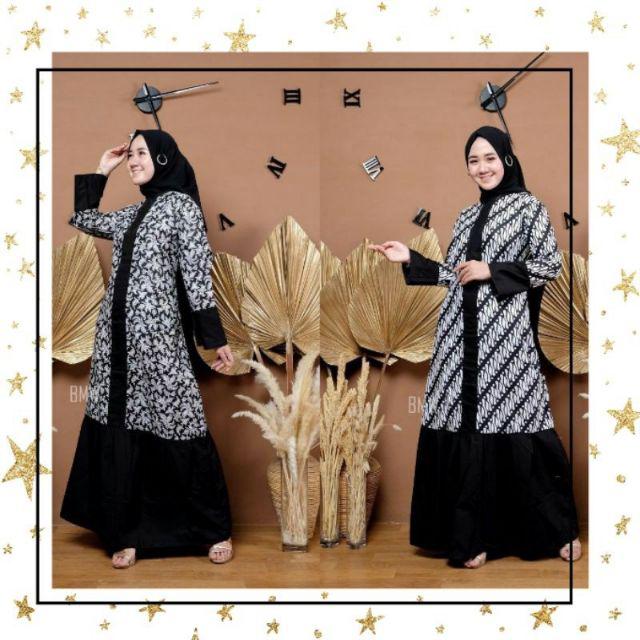Gamis Batik Kayla || Gamis Etnik Batik Songket || Gamis Syari || Gamis Batik