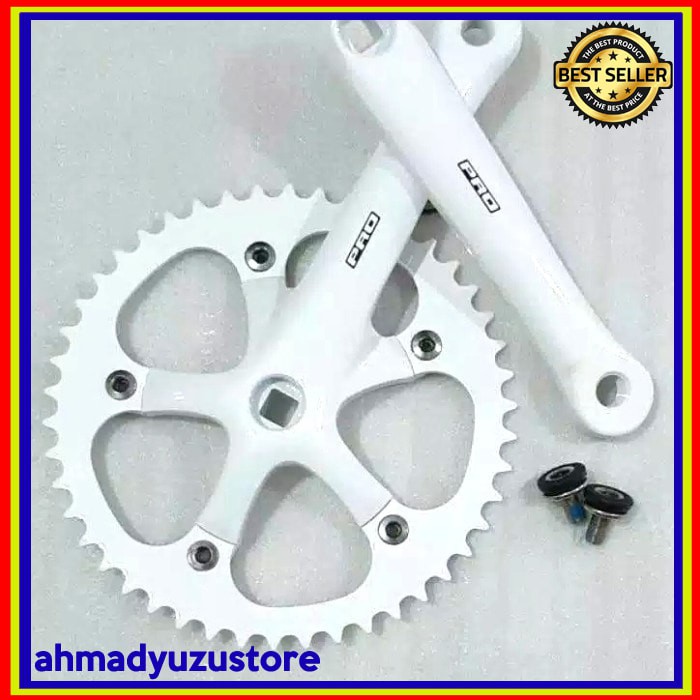 Crank Sepeda Fixie Putih White / Crank Set PRO 46T Sepeda Fixie TAIWAN