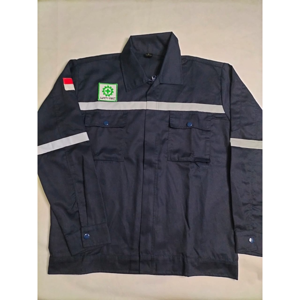 Baju Safety | Kemeja Atasan Wearpack Lengan Panjang Full Navy