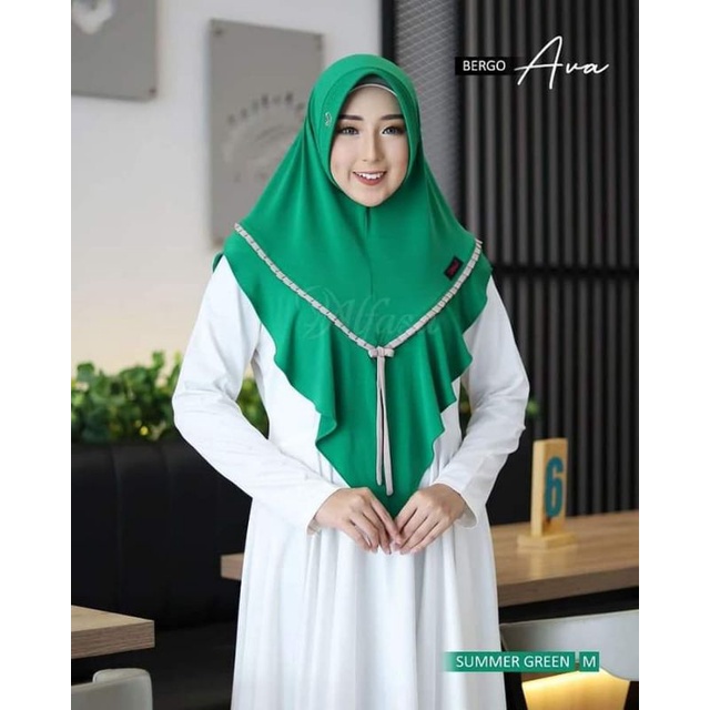Bergo Ava Size M Alfasa Hijab | Kerudung Instant List Kepang Pita Jilbab Pet Antem Ori Alfasa Hijab
