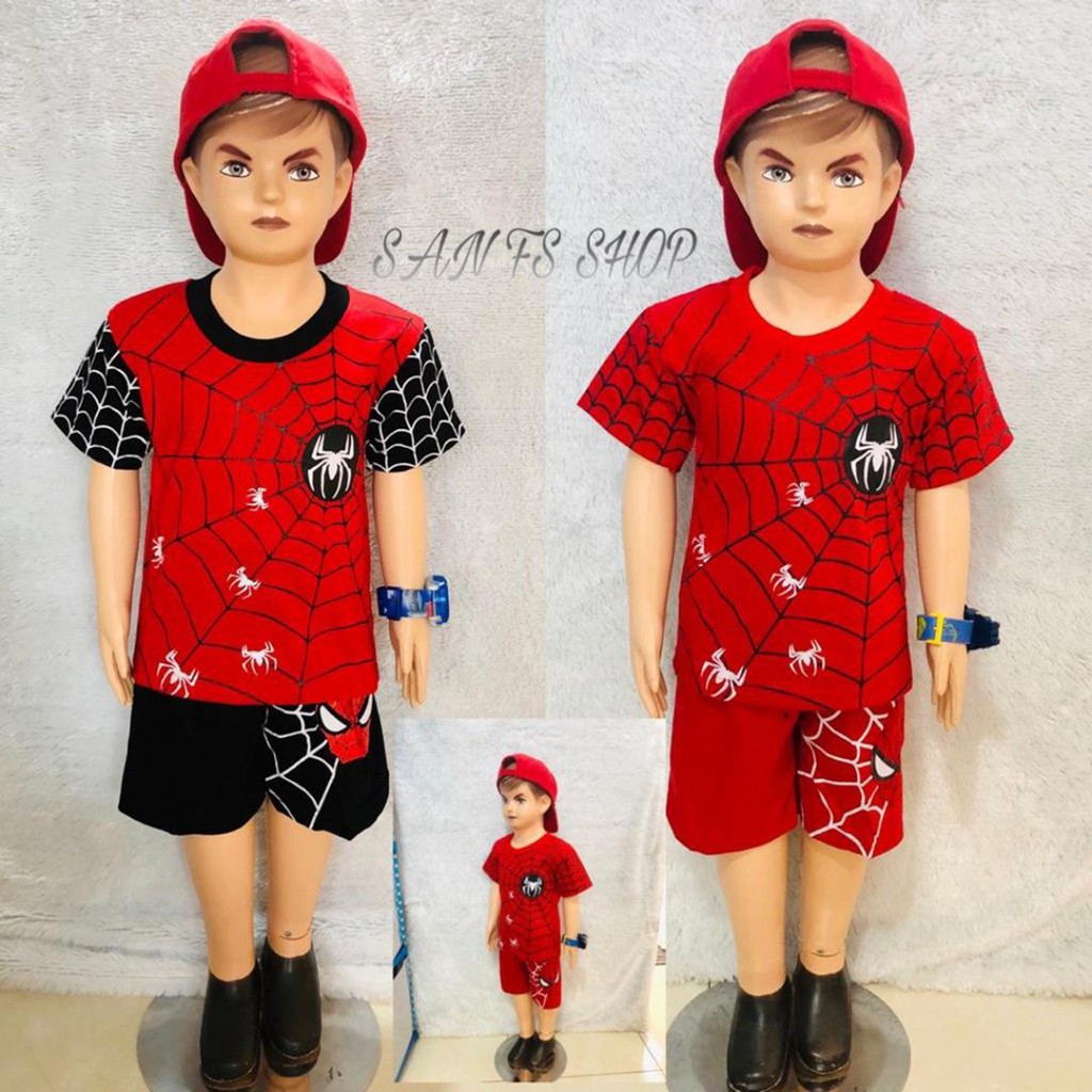 San Fs shop Baju Setelan Anak Laki Laki Motif Spiderman San Fs shop Baju Setelan Anak Laki Laki Motif Spiderman