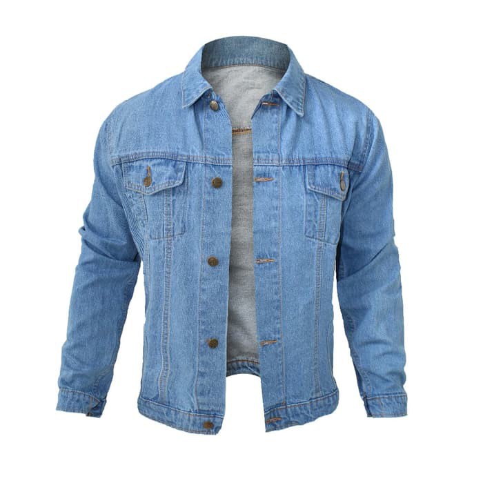 JAKET GENNARO JEANS PRIA JAKET LEVIS COWO COWOK PANJANG HITAM NAVY ABU - Abu-abu Muda, M