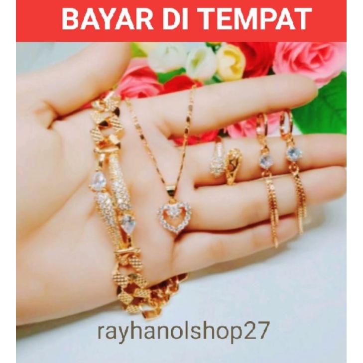 Promo terbaru RO-27 set lengkap titanium wanita anti karat lapis emas gold