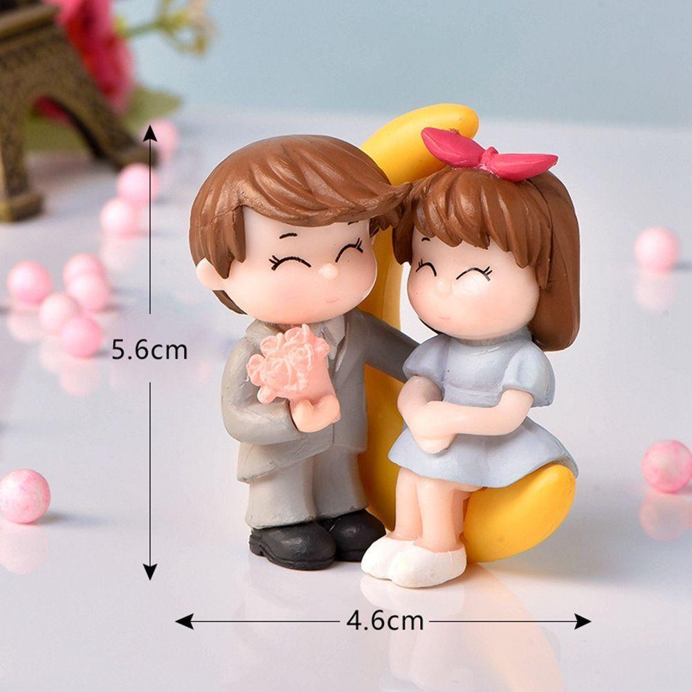 Augustina Patung Miniatur Bulan Romantis Resin Craft Dekorasi Rumah Pasangan Patung Terrarium Decor Fairy Garden