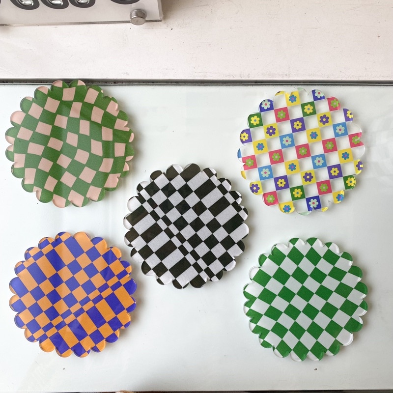 Coaster acrylic checkered edition | Tatakan gelas akrilik by Yeele