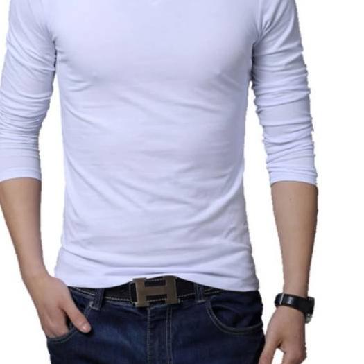Kaos Polos Pria V neck Lengan panjang ✷