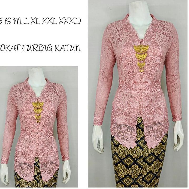 Indah KEBAYA BROKAT BORDIR ENCIM MODERN LENGAN PANJANG BORDIR SENADA Furing Katun S M L XL XXL 9696