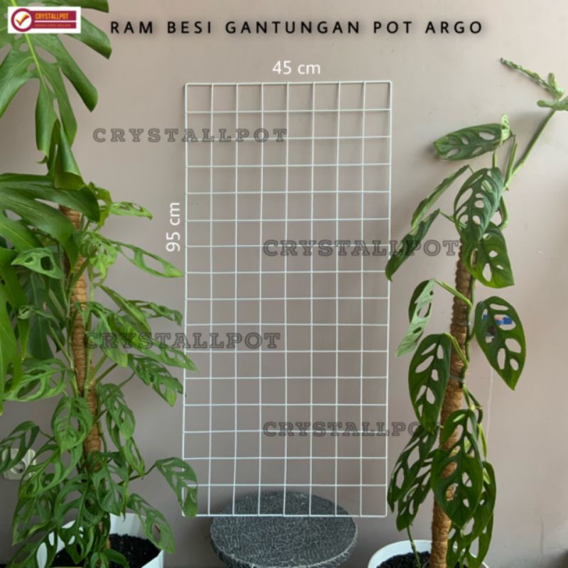 ram besi putih pot bunga gantung gantungan pot argo - RAM BESI 45CM X 95CM