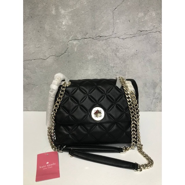 Tas Kate Spade Natalia Small Flap Shoulder Bag Quilt Black