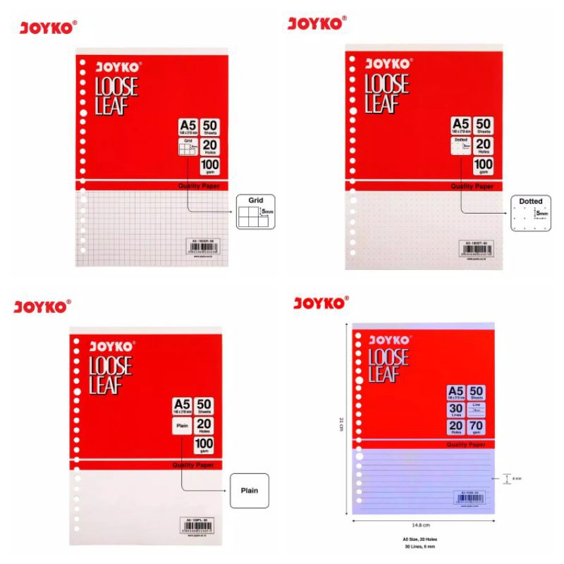

loose leaf joyko A5 50 sheets 100gsm