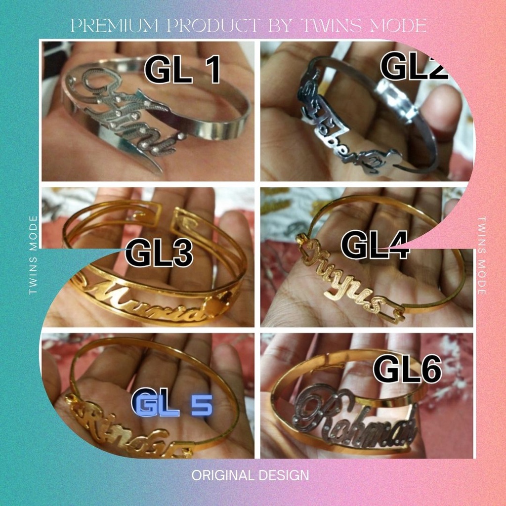 Gelang Nama Lapis Emas Asli Titanium Style Silver Tidak Luntur Warna Awet Selamanya Original Produk