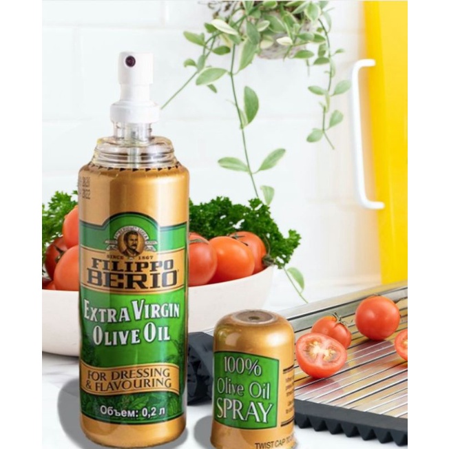 Filippo Berio Minyak Zaitun Extra Virgin Olive Oil EVOO / Extra light and Mild Olive Oil Mpasi Halal Spray 200ML