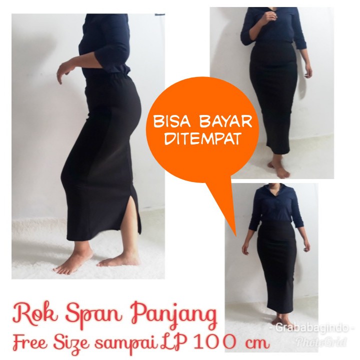 ROK SPAN PANJANG / ROK HITAM PANJANG / ROK KERJA / ROK KANTOR / ROK PKL / ROK KULIAH/ ROK HIJABER .
