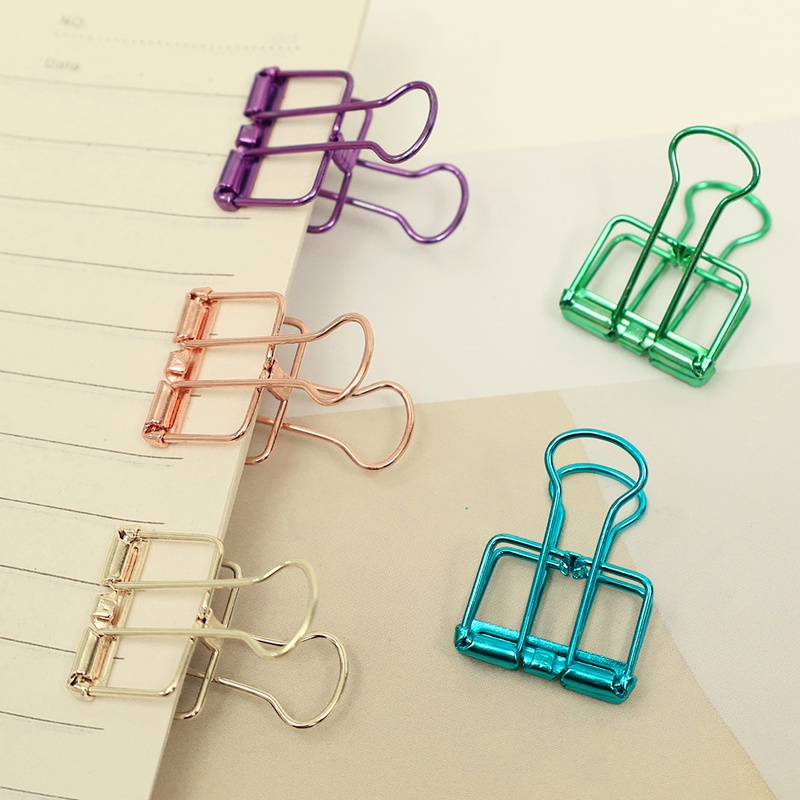 [Featured] 1 Pc Colorful Portable Metal Mini Hollow Folder / Long Tail File Photo Tickets Holder, Decorative Fixing Clip / Office Supplies