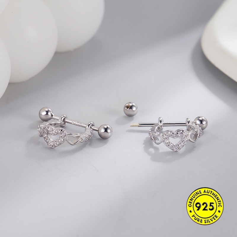 Anting Tusuk Sterling Silver 925 Model Ulir Untuk Unisex / Pria / Wanita