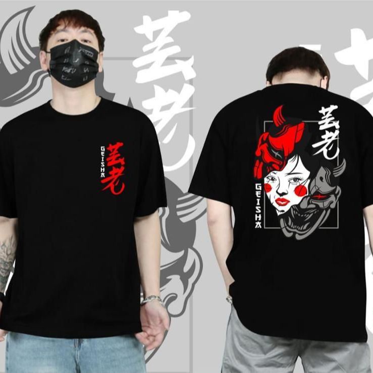 Kitting Baju Kaos Distro pria keren GEISHA TOPENG  / kaos SAMURAI JEPANG / baju kaos oblong distro j