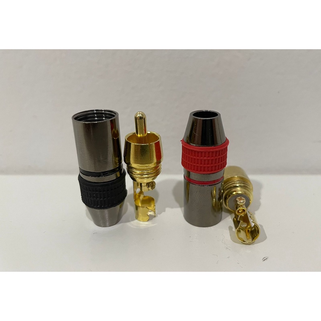 Jack RCA Gold Black Metal Merah Hitam / Konektor RCA Male