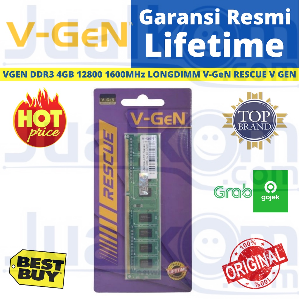 VGEN DDR3 4GB 12800 / 1600MHz LONGDIMM V-GeN RESCUE V GEN