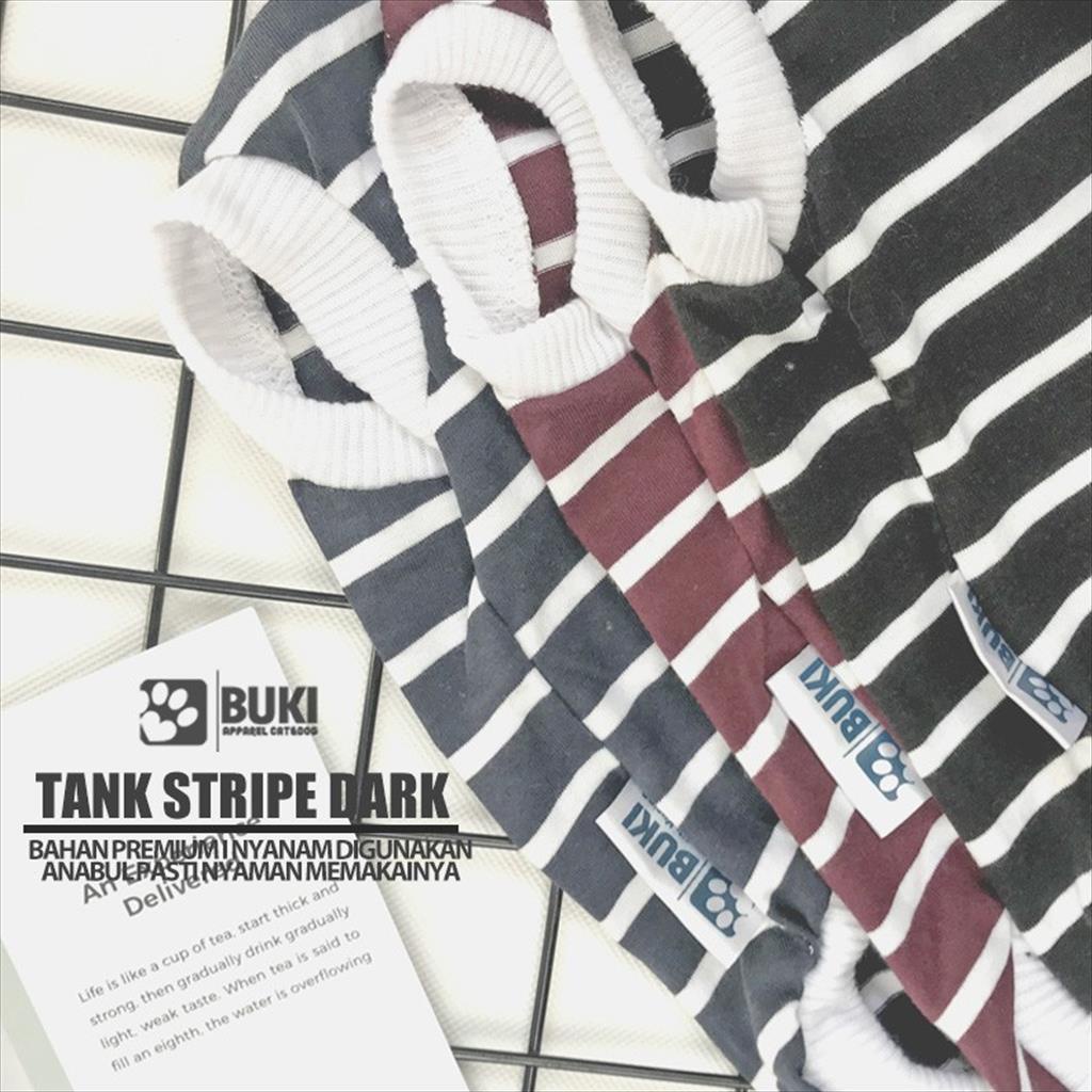 Baju kucing anjing monyet kelinci cowok cewek lucu-BUKIPET TANK STRIPE DARK SERIES