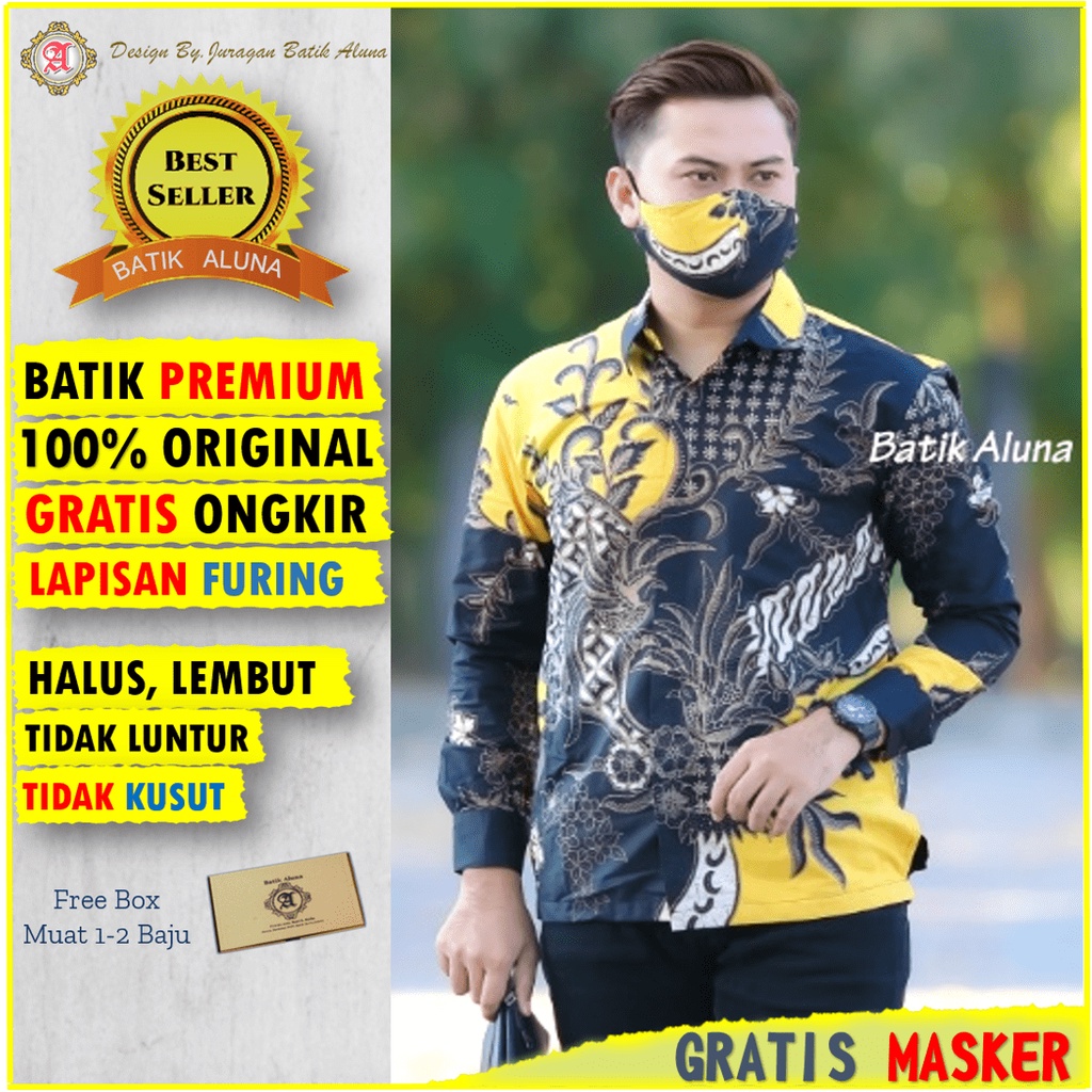 Batik Premium Pria Lengan Panjang Kemeja Jumbo Batik Alisan Lengan Panjang Terbaru Mensbatik Slimfit