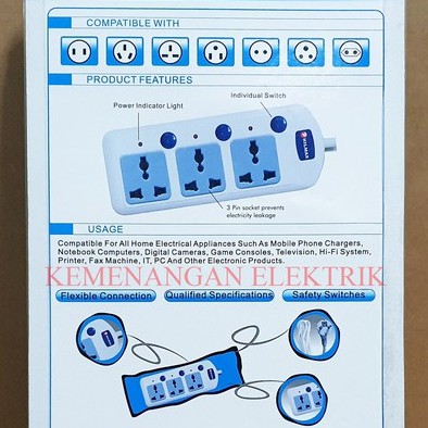 PHILMAX STOP KONTAK 3 LUBANG / COLOKAN KABEL 3 SOCKET + SWITCH / SAKLAR KABEL 3M STOPKONTAK 3 METER / COLOKAN LAMPU MASING MASING SWITCH 3 LOBANG 3METER