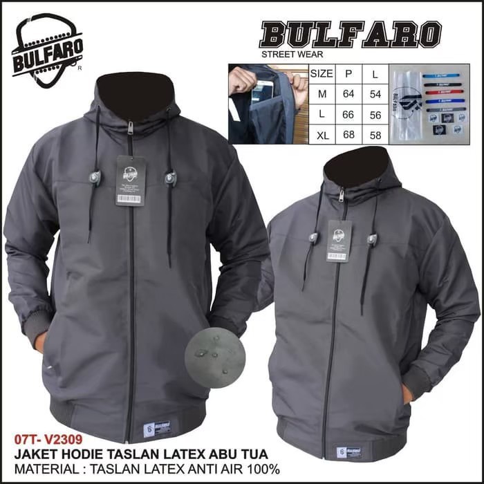 Jaket Hoodie Taslan Anti Air Original Bulfaro / Jaket outdoor waterproof 100%