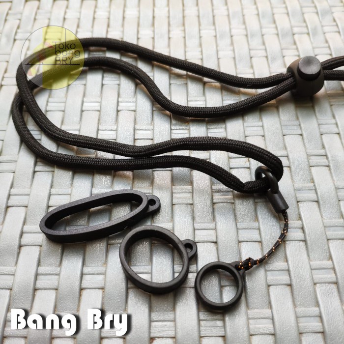

Hot Sale Lanyard Simple Black 3 Ring Karet Kecil Sedang Besar - Tali Kalung Bagus
