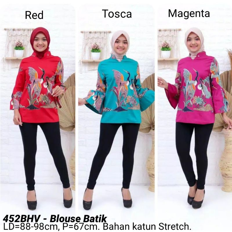 BLOUSE BATIK 452 MODERN ATASAN  KERJA KANTOR WANITA MURAH BAJU CEWEK SANTAI