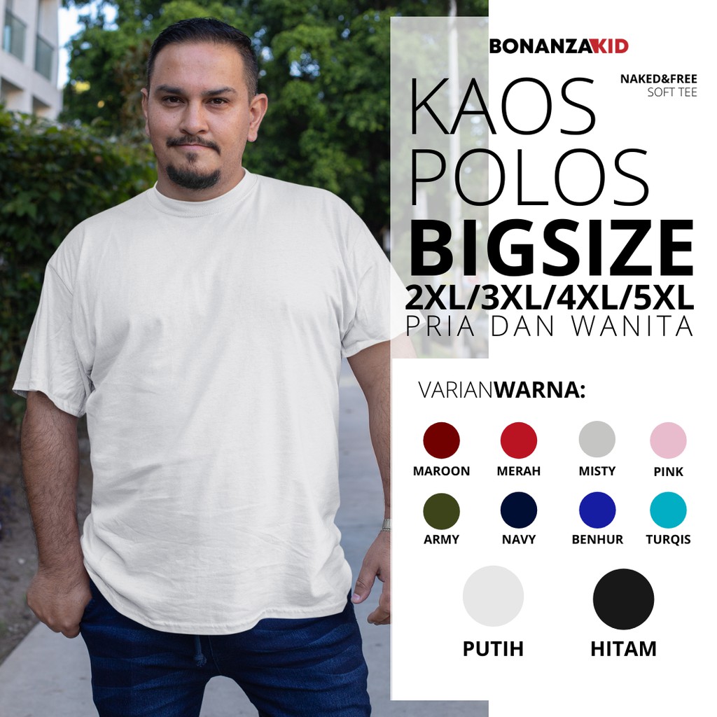 Jual Kaos Polos JUMBO 2XL 3X   L 4XL 5XL Besar cotton combed 30S Premium