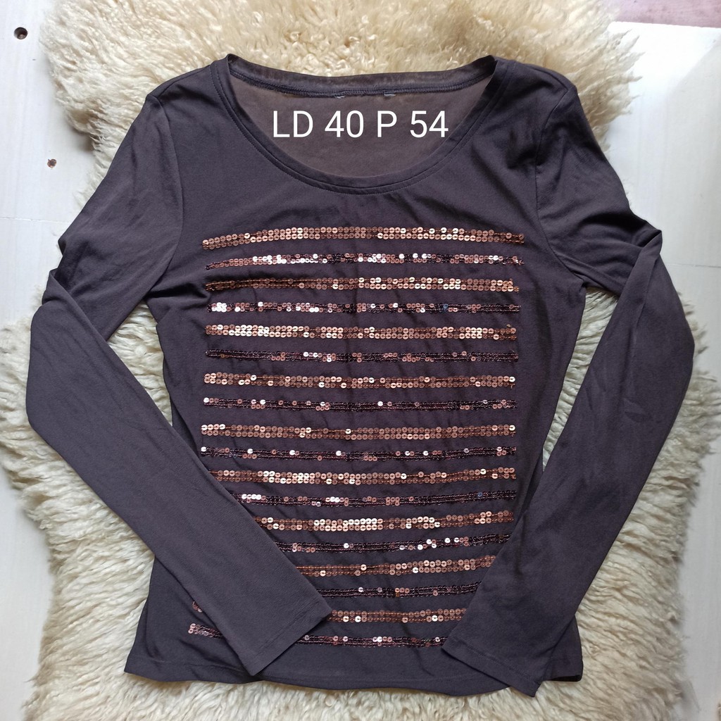 Baju atasan / blouse wanita / remaja LADIES BROWN SEQUIN MESH TOP FROM M&S preloved