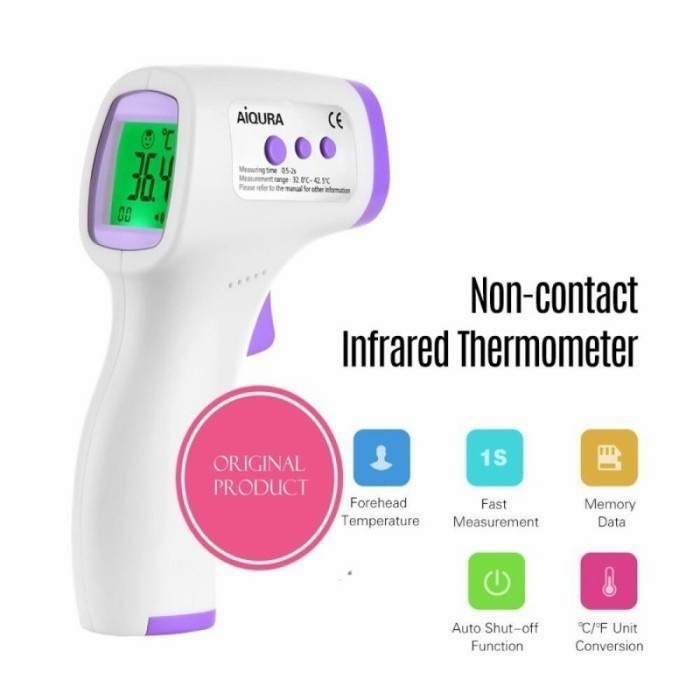 AIQURA Thermometer Gun Infrared Non Contact / Termomoeter Digital Pengatur Suhu Badan / Termometer T