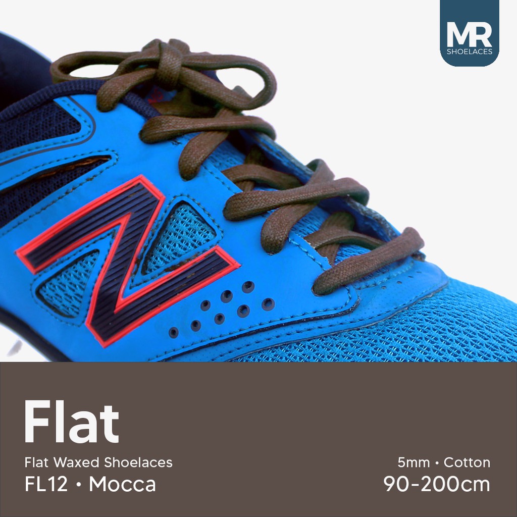 MR Shoelaces FL12 Mocca (Moka) - Tali Sepatu Lilin 5mm Gepeng Flat Pipih (Waxed Laces) 90cm 100cm 120cm