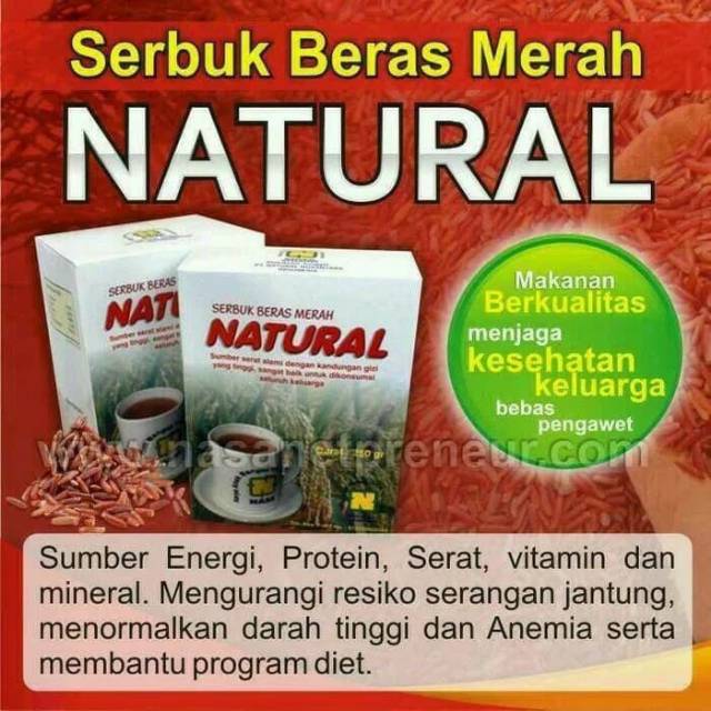 Serbuk Beras Merah Natural Ori Nasa 250gram Indonesia