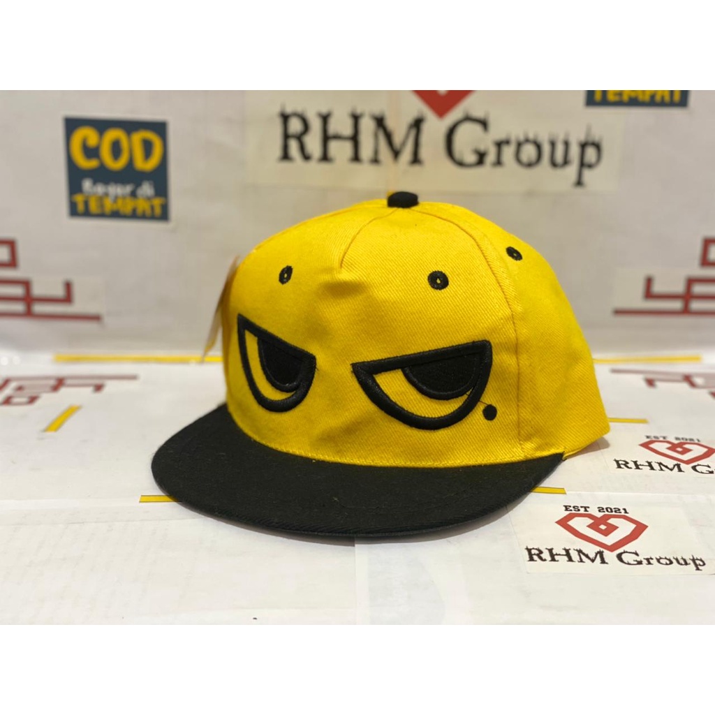 topi kartun snapback bordir mata badboy / nofear anak laki laki usia 3 - 10 tahun