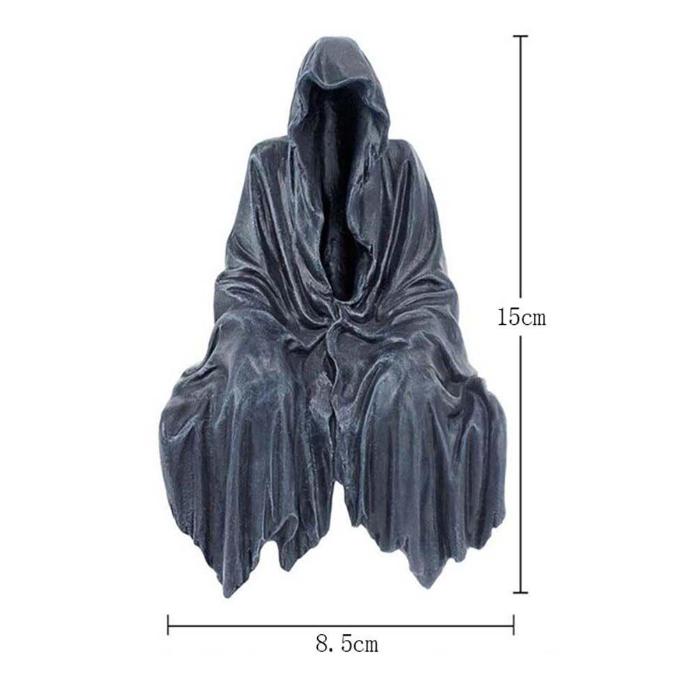 [Elegan] Patung Grim Reaper Hitam Resin Kerajinan Gamis Hitam Nightcrawler Hantu Dekorasi Rumah Ornamen Patung