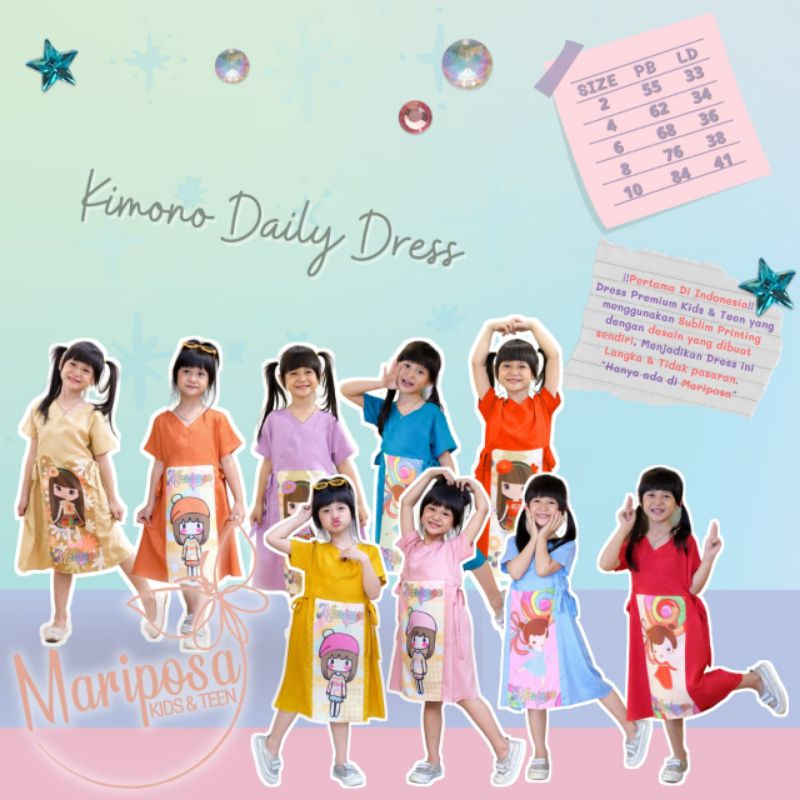 KIMONO DAILY DRESS MARIPOSA KIDS SIZE 246810