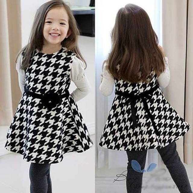 SHR - Dress Anak Perempuan Sharena PINK BLACK / WHITE BLACKu