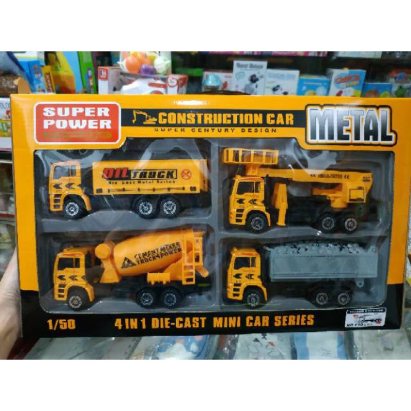 MAINAN MOBILAN CONSTRUCTION CAR BAHAN METALIK 4 IN 1 DIEST CAST~MAINAN MOBILAN BAHAN METALIC