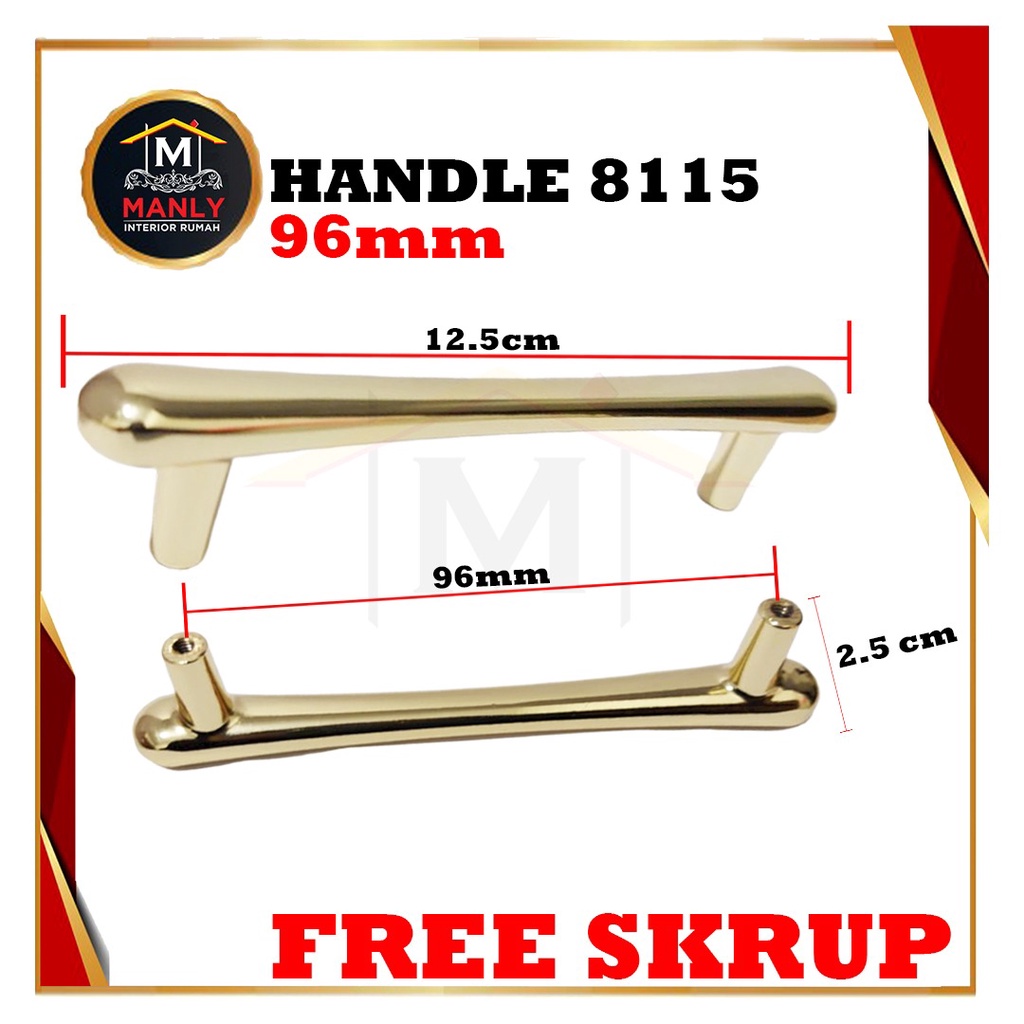 Handle Gold Hitam Handle Emas Hitam Tarikan Laci Minimalis Gagang Pintu Lemari 8103 96 mm &amp; 128 MM.