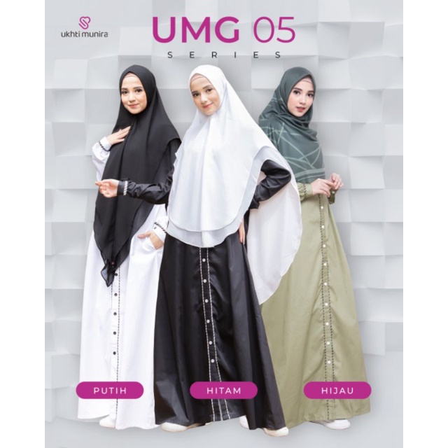 Gamis Premium UMG05 Putih by Ukhti Munira|Gamis Polos|Gamis Mewah|Gamis Elegant|Gamis Set Hijab|Gami