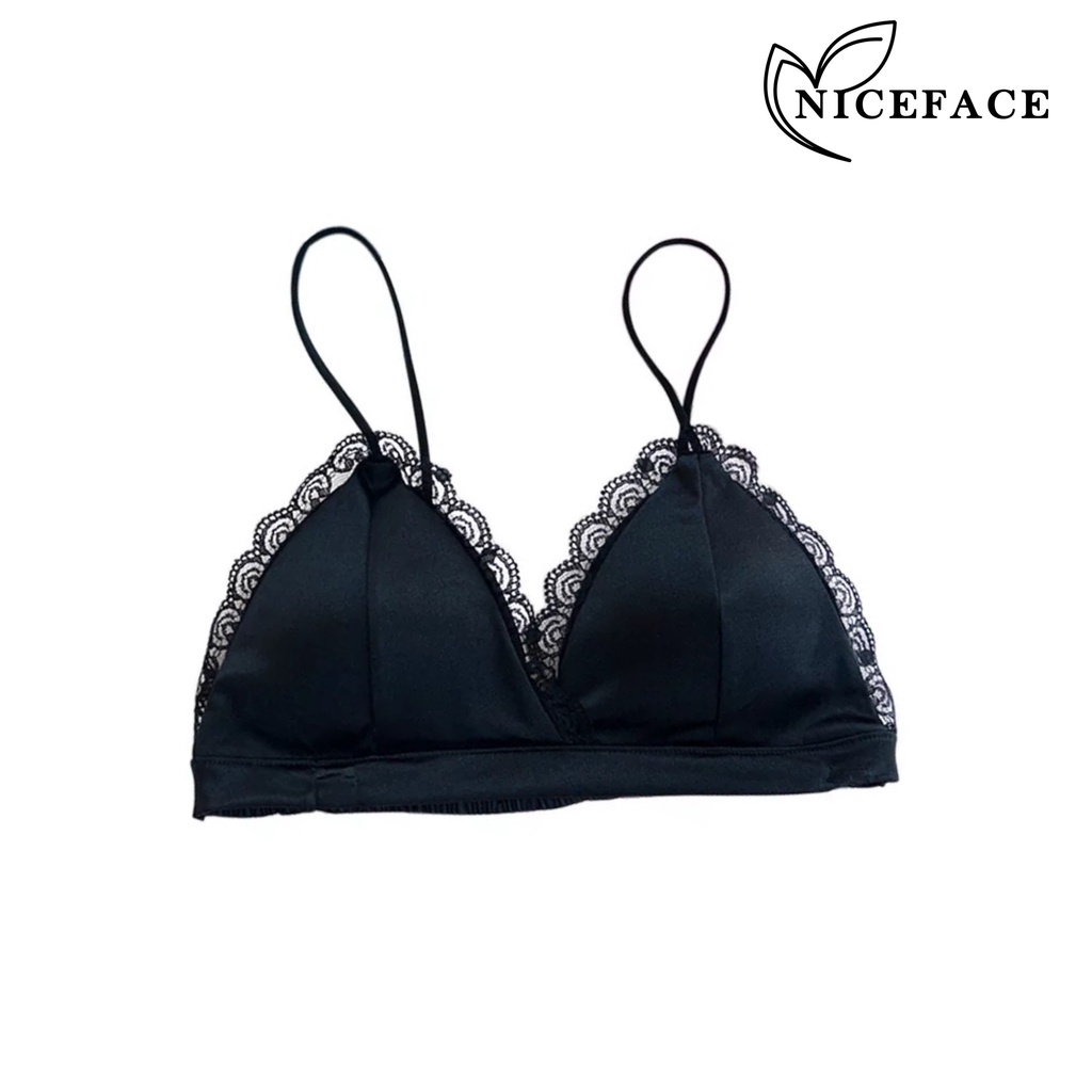 Niceface – BH Bra V Push Up Seksi Yoga Bralette Pakaian Dalam Wanita Import Bahan Satin
