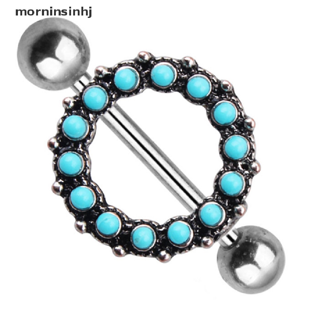 Mor Anting Tindik Putingtubuh Bahan Stainless Steel Desain Bulan Sabit Hias Turquoise Untuk Wanita