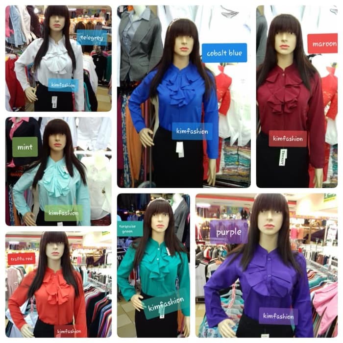 Atasan Wanita Kemeja Kerja Ruffle / Kemeja Ruffle/ Dalaman Blazer