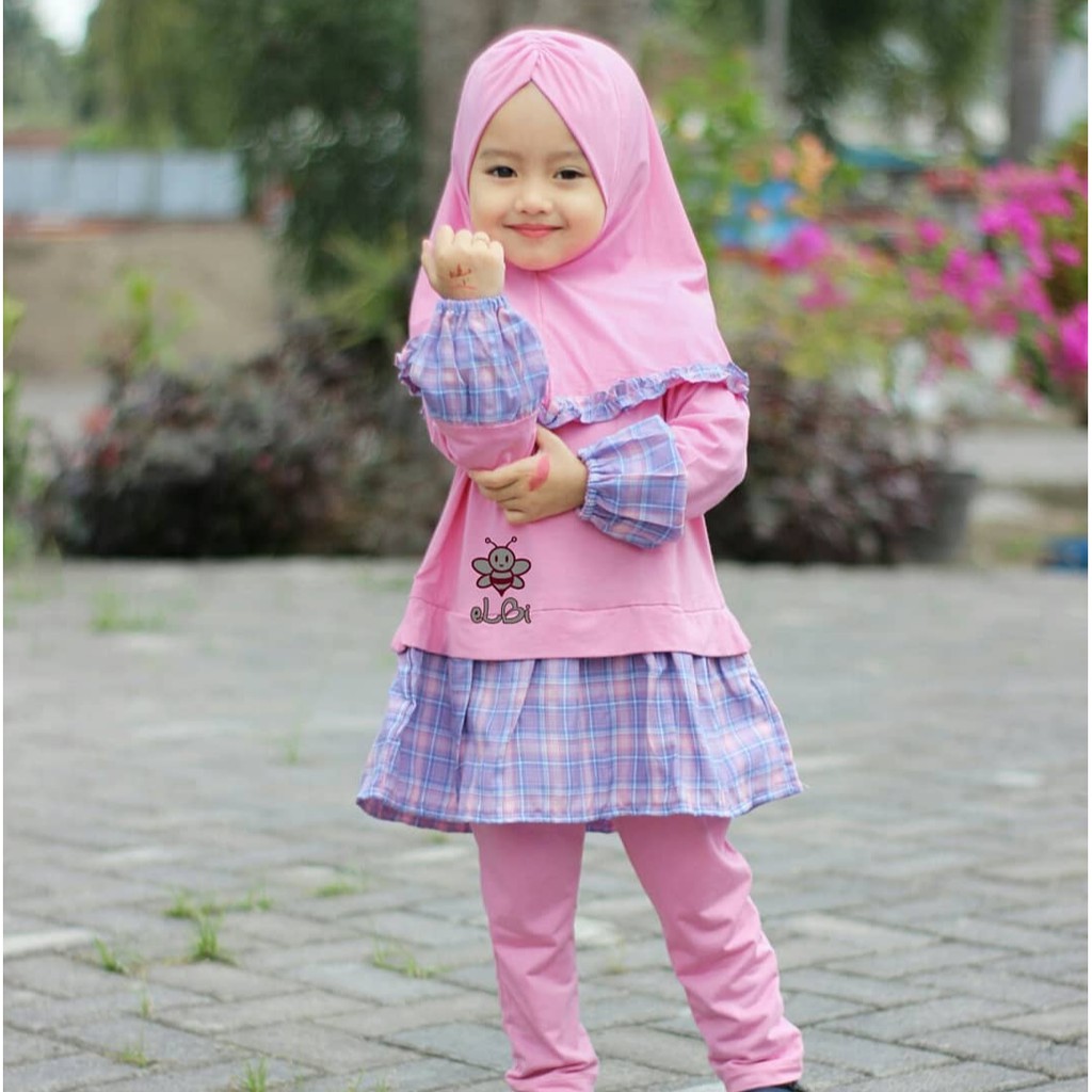 Qiandra Set Baju  Muslim  Anak Perempuan Setelan Baju  