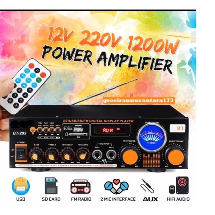 Power amplifier Fleco BT-299 Ac dan DC Ampli Bluetooth BT 299