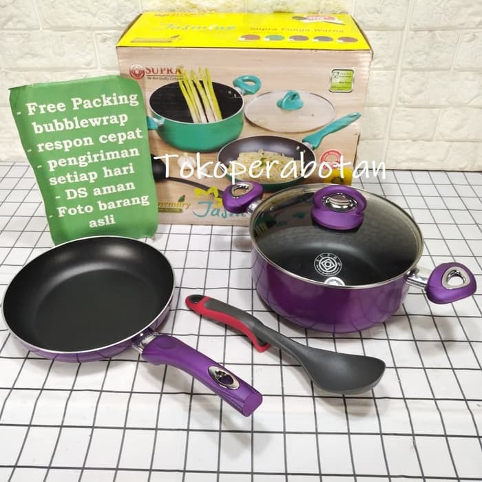 Panci set Supra Jasmine warna + 3bh bonus  Ungu M1011