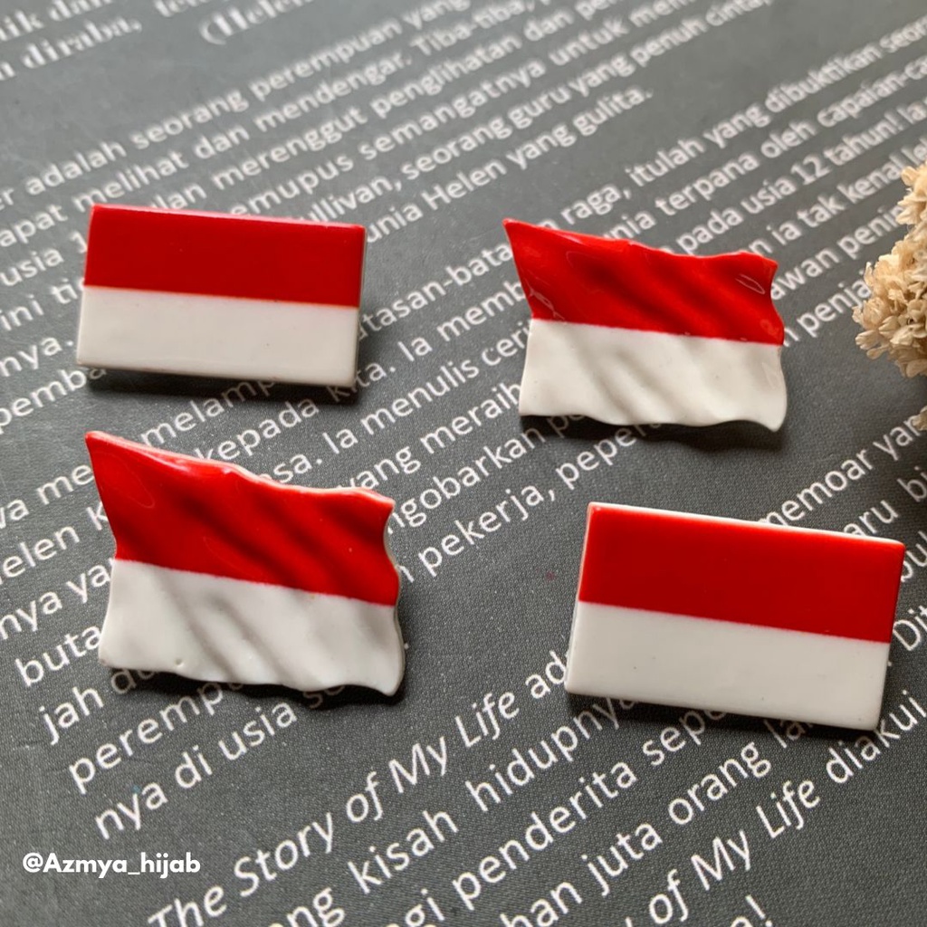 CLAY BENDERA MERAH PUTIH - PIN / BROS BENDERA MERAH PUTIH (CLAY) PENITI BENDERA - PIN BENDERA SERAGAM JAS