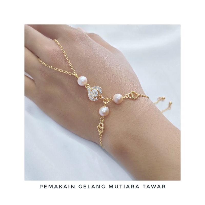 Gelang serut lapis emas mutiara air tawar kombinasi batu asli lombok Bersertifikat Gelang serut lapi