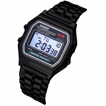 Jam Tangan Wanita Digital Kotak Rantai Model Casio